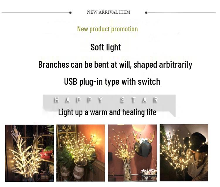 USB LED Twig Lights: 3 Branches, 60 Heads, Room & Holiday Decoration, Vase Tree Lights