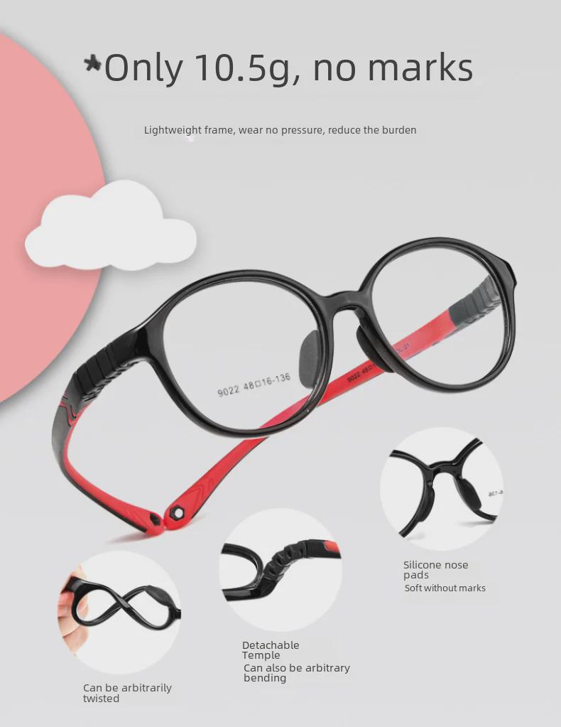 Danyang 9022ET Kids' Retro Round Myopia Glasses - Ultra-light Silicone TR Frame