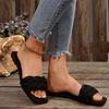 Summer Women's Square-toe Basket-Woven Sandals Flat Home Slippers