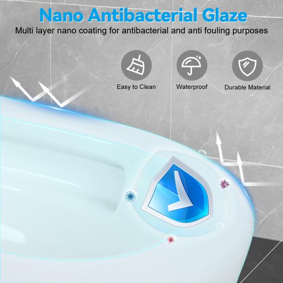 Rimless Wall Hung Toilet, Wall Mounted Toilet Bowl with Soft Closing Seat, Space Saving Round Floating Toilet with 360-degree Single Hole Super Swirl