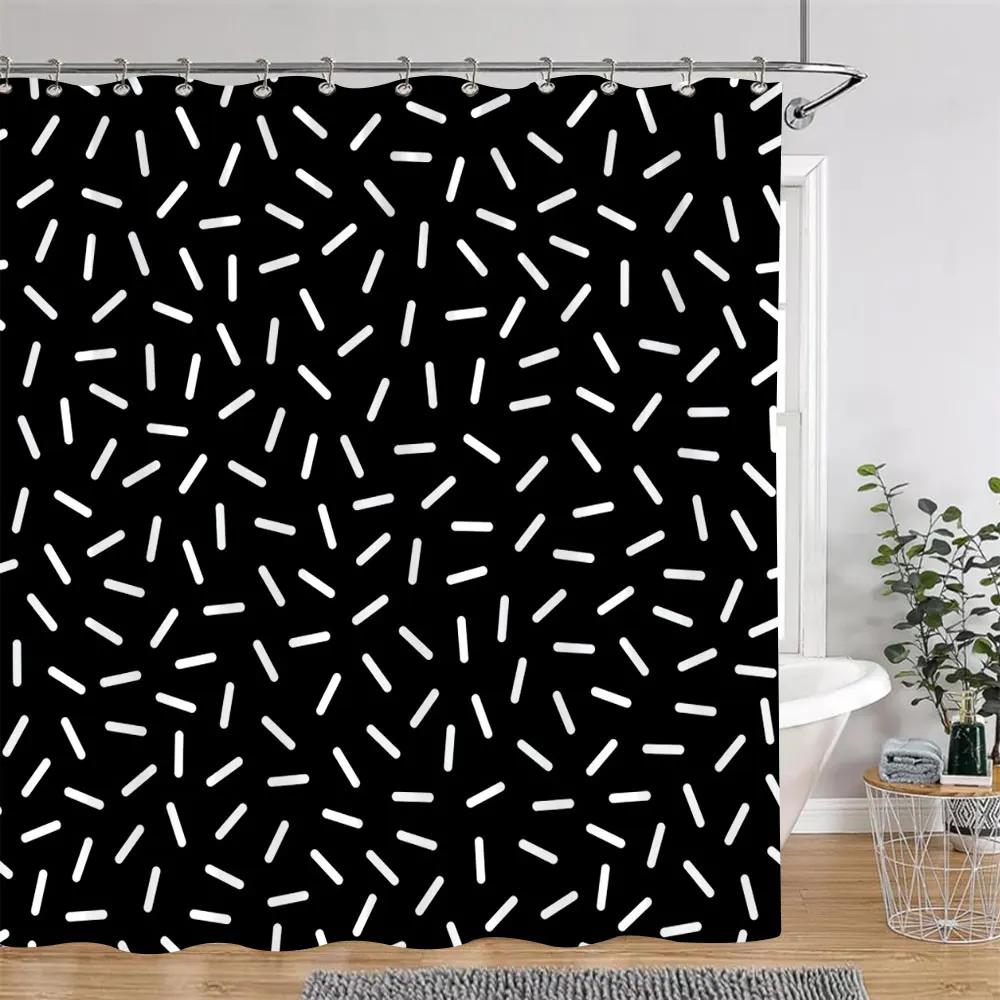 Perdea de duș cu buline, linie geometrică, colorată, culoare solidă, simplă, modernă, poliester, lavabilă, perdele de duș, decor pentru baie