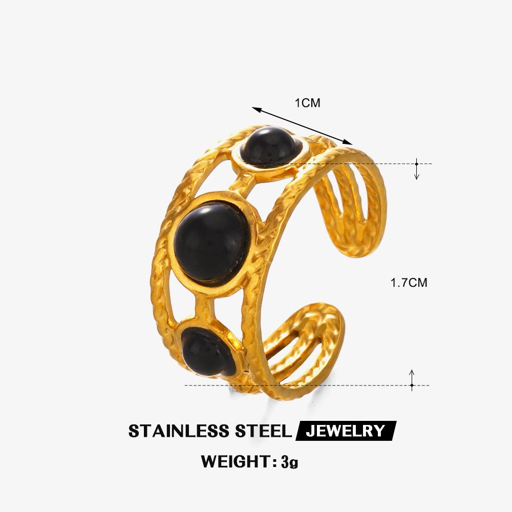 

Vintage Stainless Steel Multi Layer Lines Rings for Women Men Colorful Resin Semi-Circle Bead Opening Rings Banquet Jewelry Gift