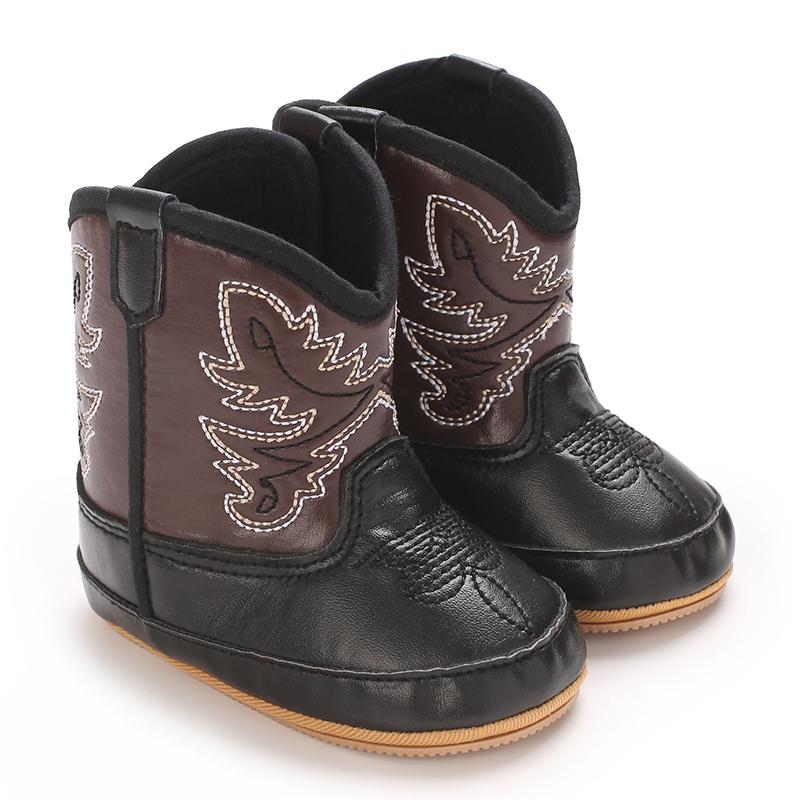 Fashionable and popular Rubber baby shoes Western denim midsole boots autumn and winter warm and anti slip casual walking shoes