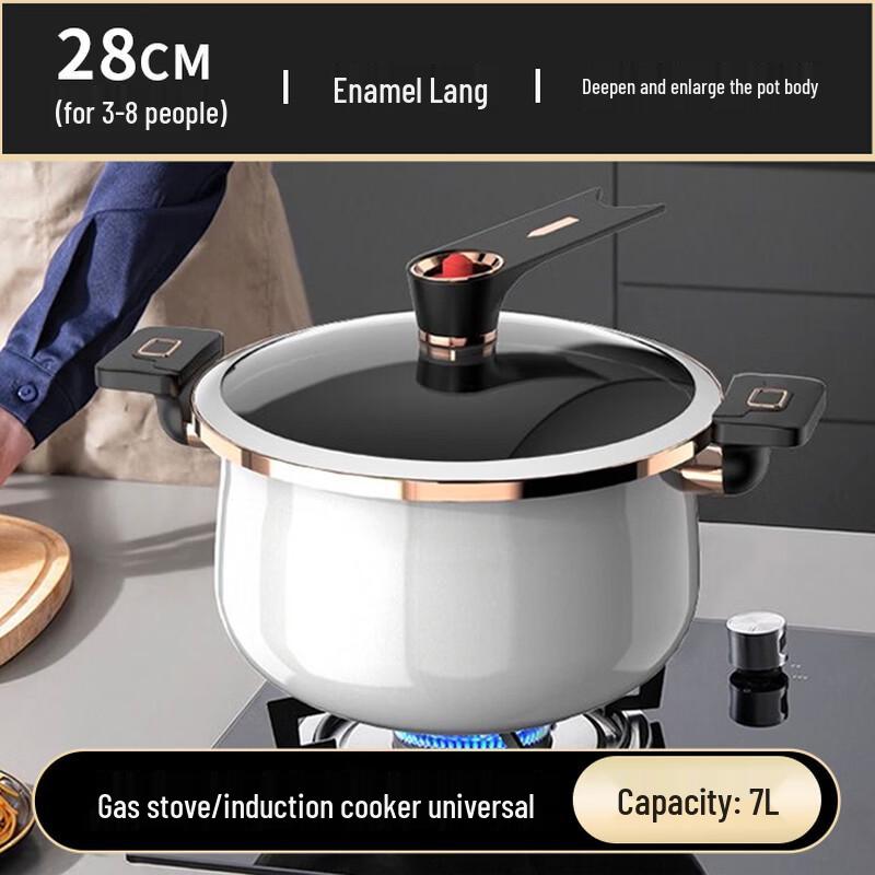Uto 7L White Enamel Soup Pot