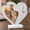 Cute Pet Memory Keepsake 3D Printed Heart Puppy Photo Frame Ornament, Decorative Desktop Sculpture, Versatile Tabletop Picture Stable Base for