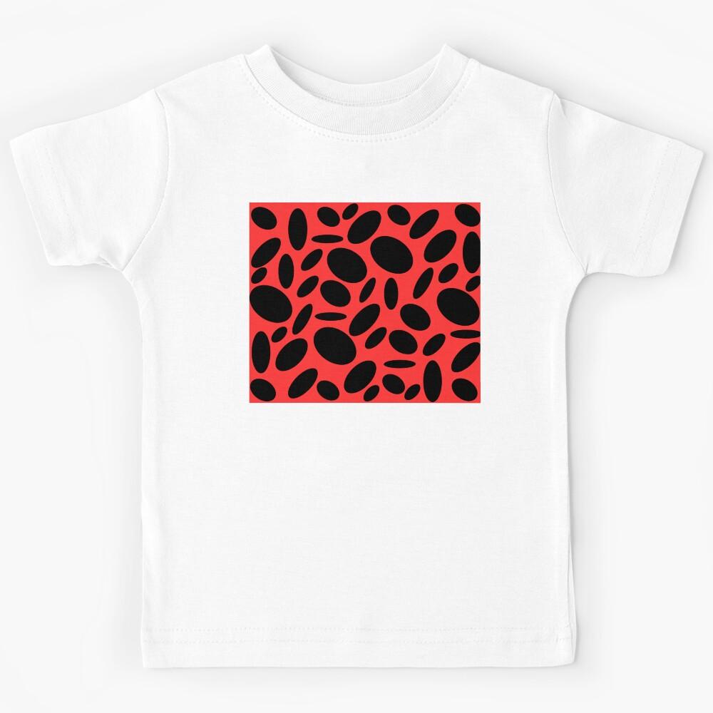 Black Oval Shapes On Red Kids T-Shirt 130