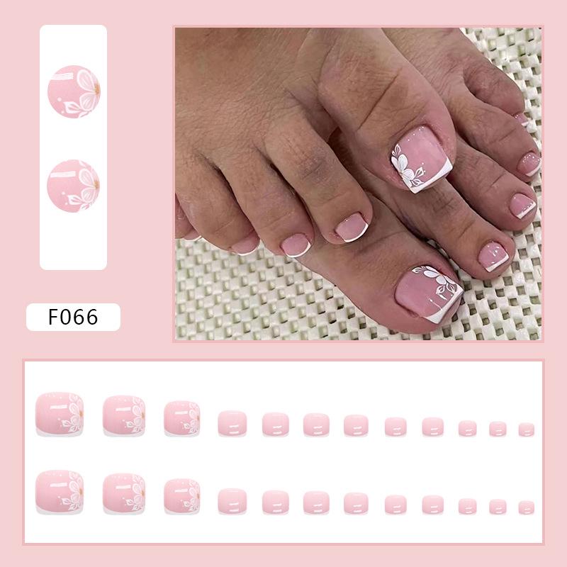 Chic French Diamond Flash Toenail Art: Sweet & Cool Fake Nails for Feet