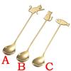 1 PC Fashion Stainless Steel Spoon Creative Cartoon Coffee Spoon Cute Cat Dessert Spoon Cartoon Fish Cake Gift
