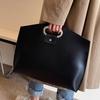 French Retro Soft Pu Leather Briefcase for Women New Large-capacity Commuter Handbag Folder Computer Bag for Men Solid Laptop