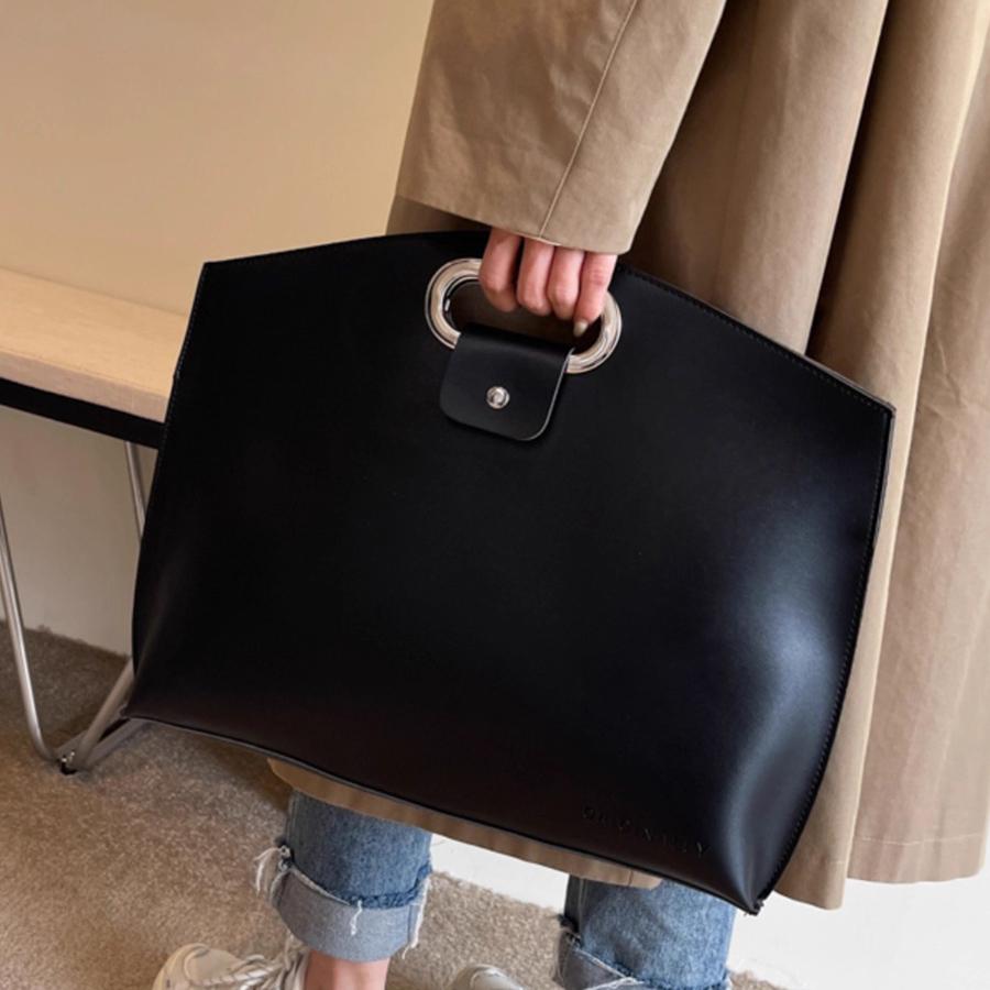 French Retro Soft Pu Leather Briefcase for Women New Large-capacity Commuter Handbag Folder Computer Bag for Men Solid Laptop