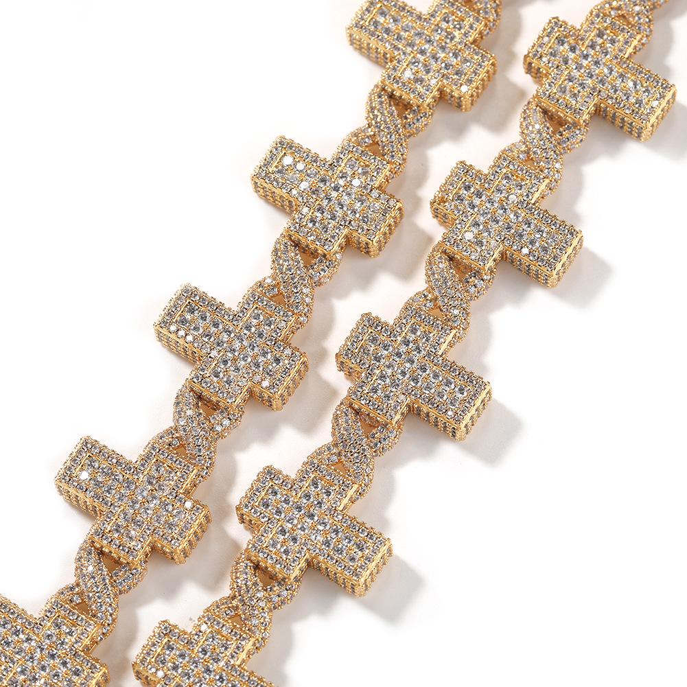 Fashion Creative Copper Inlaid Zircon Infinite Cross Necklace, the Same Hip-hop Collarbone Chain for Men and Women