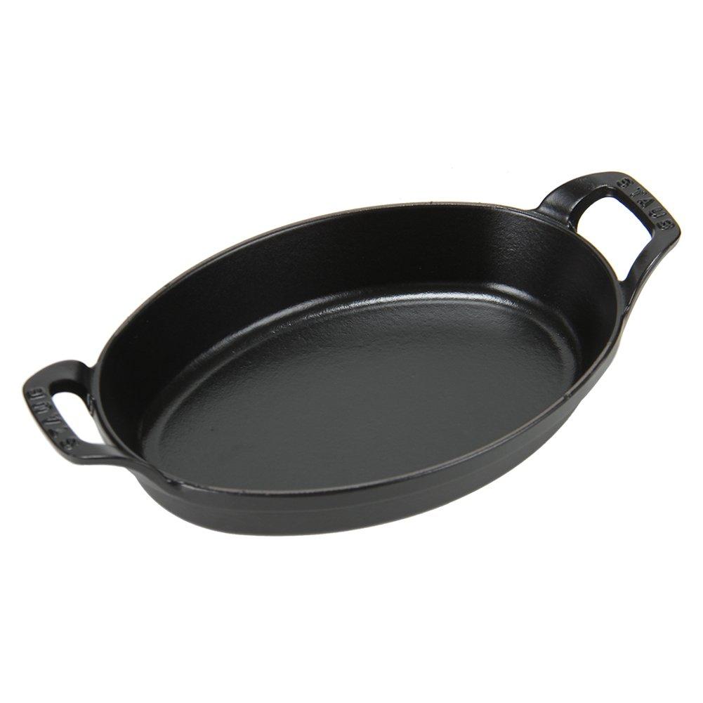 Staub Oval Stackable Gratin Induction Stylish Oven Dish, 24cm, Dish, Compatible, Enamel, Dish, Black, 1302323/40509-393-0 [Used]