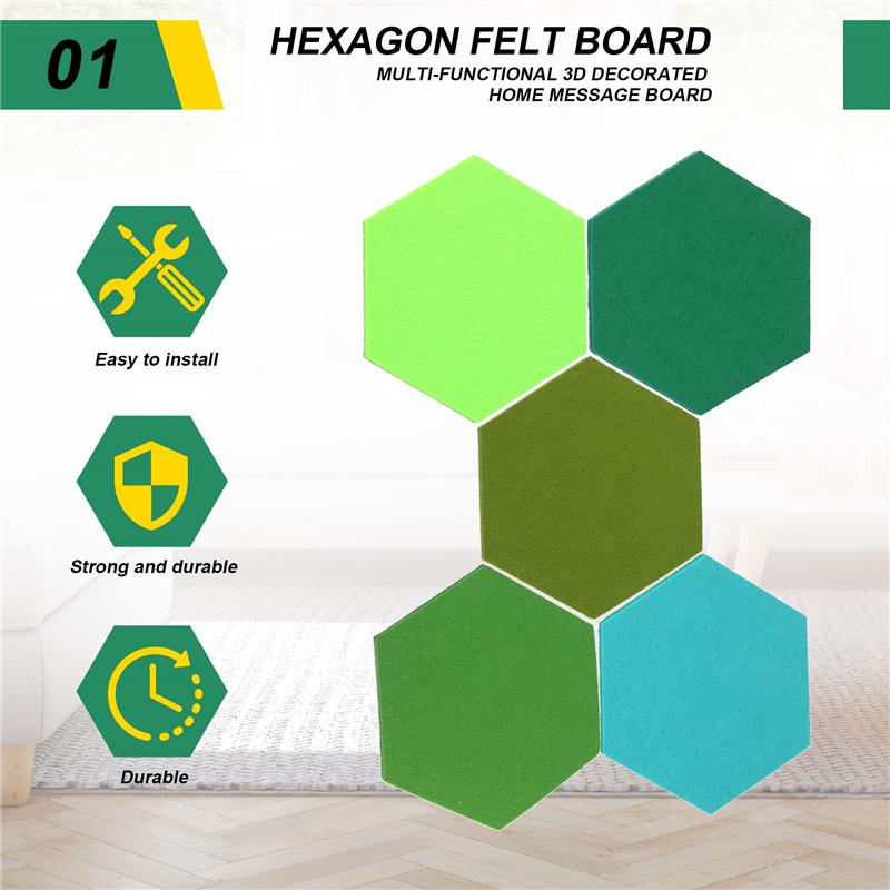 AD23-5Pcs/Set Hexagon Felt Board Hexagonal Felt Wall Sticker Multifunction 3D Decorative Home Message Board Self-Adhesive Kids R