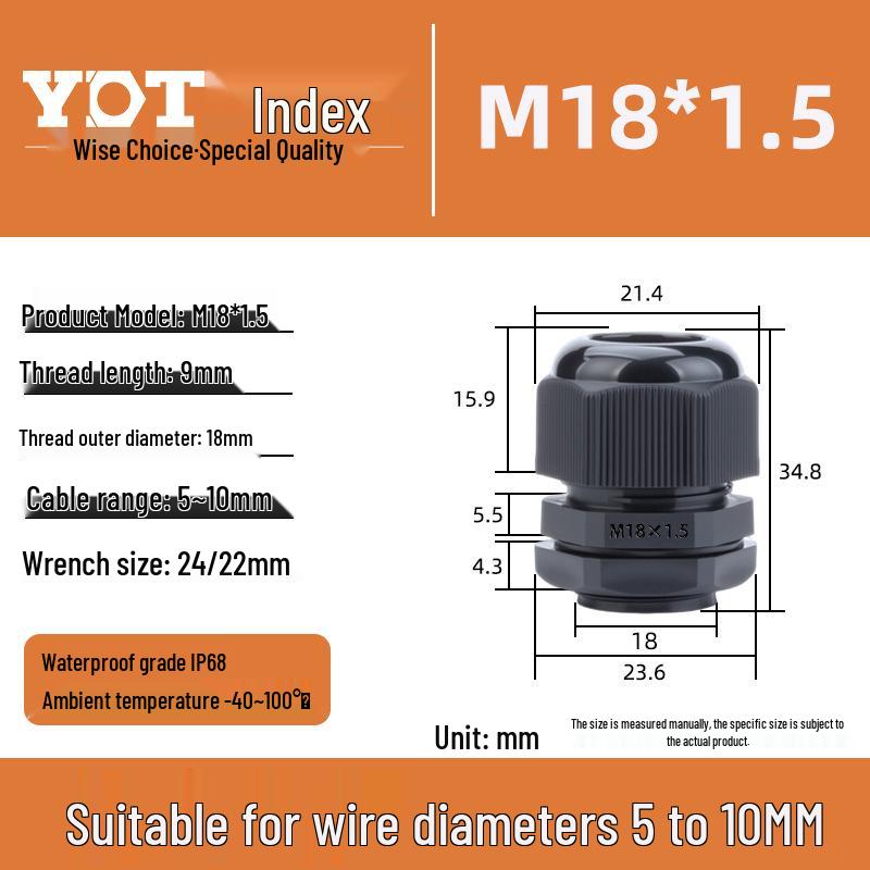 Waterproof Nylon Cable Connector M20*1.5 Plastic Sealing Gland Industrial Accessory