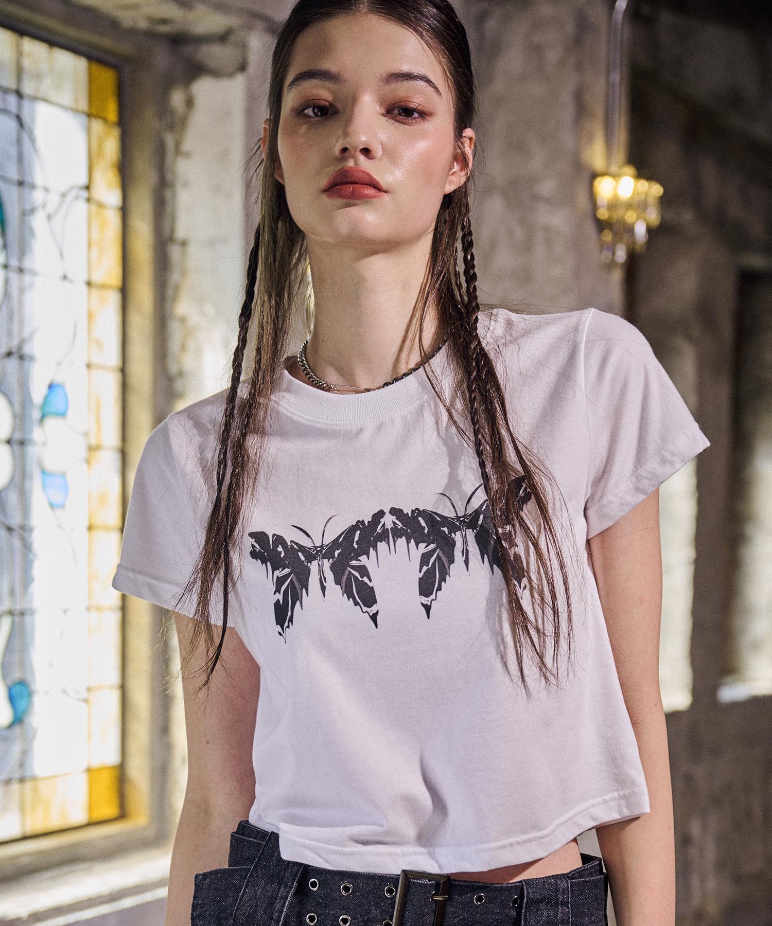 If You Want Melting Butterfly Crop Tee White White/One