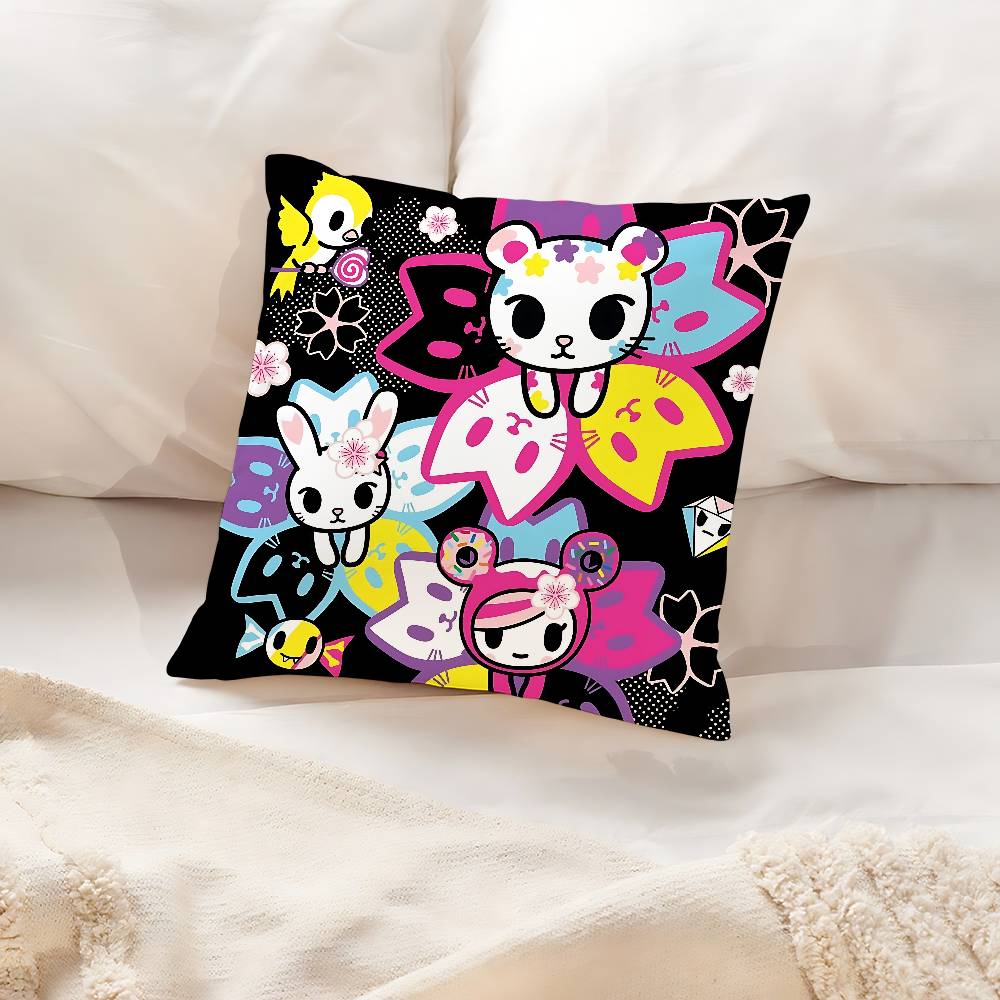 Japonia T-Tokidoki-Es Poszewka na poduszkę Pokrowiec na poduszkę Miękka Urocza Poszewka na poduszkę do rzucania Do samochodu Sofa Poszewka Poliester Z zamkiem błyskawicznym