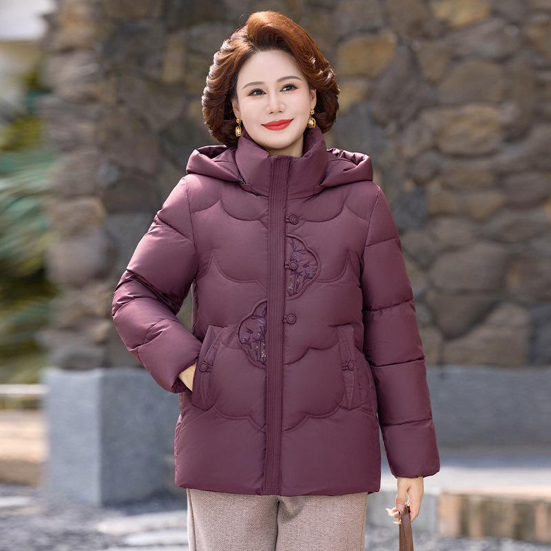 2025 Short Thickened Cotton Jacket for Middle-Aged and Elderly Women - Plus Size, Warm Winter Outerwear
