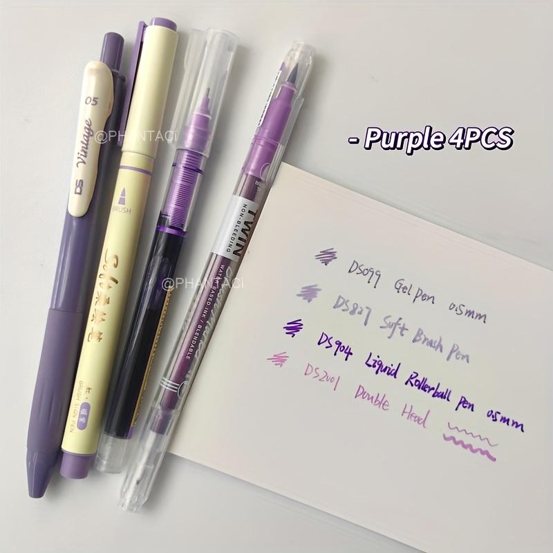 

4pcs Set of Colored Soft-Tip Calligraphy Brushes Retro Color Brush Pens with Multiple Tip Types 0.5mm Fine Line Drawing