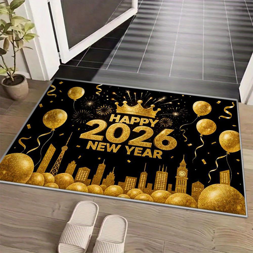 New Year Carpet Mat Rug Home Decoration Festive Fireworks Gift Pattern Entrance Door Mat Door Mat Entrance Welcome Mat
