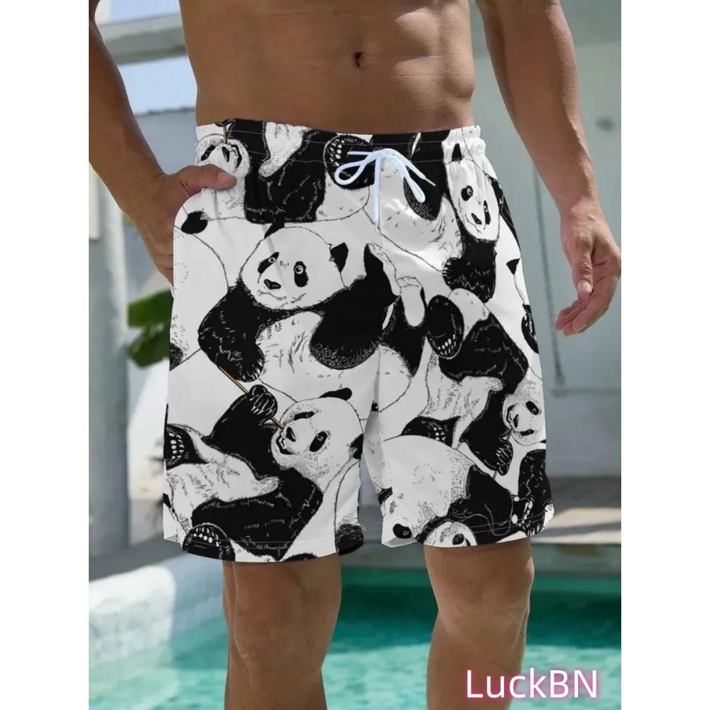 Modische Bequeme Übergröße Kordelzug Locker 3D Shorts Herren Kreative Tiere Bunt Sommer Freizeit Urlaub Cool Täglich Vielseitige Shorts