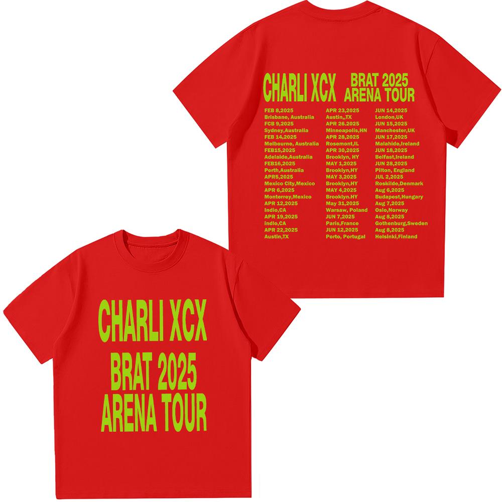 

Charli Xcx Brat 2025 Arena Tour T Shirt Women Fashion Harajuku Cotton Tees Casual Comfortable Fashion T-shirts Unisex XXL красный