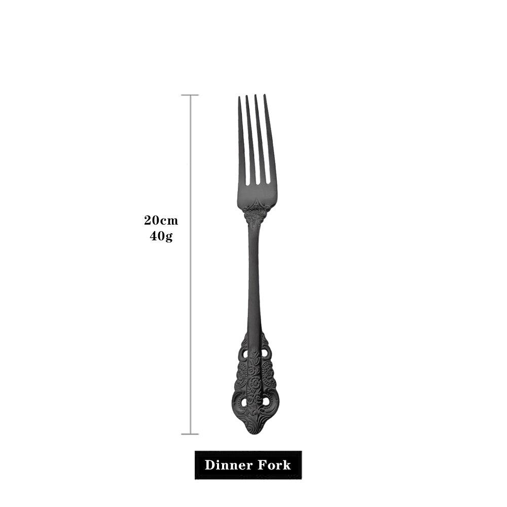Black 18/10 Stainless Steel Retro Cutlery Set Dinnerware Set Knife Fork Spoon Tea Spoon Tableware Set Kitchen Dinner Flatware Set