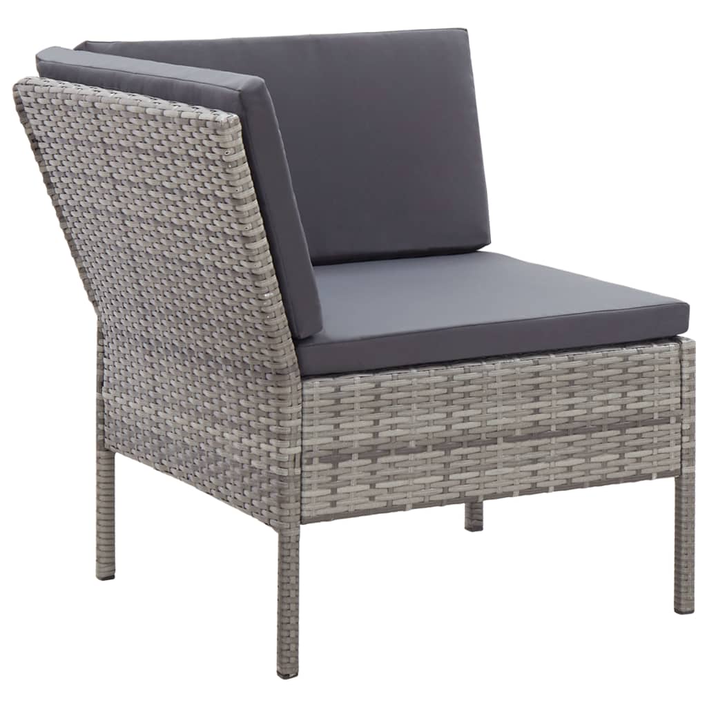 6 Piece Garden Sofa Set with Cushions Poly Rattan Grey