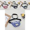 Stylish Children's Checkered Pattern Sling Bag Durable Canvas Crossbody Backpack With Large Capacity For Snacks