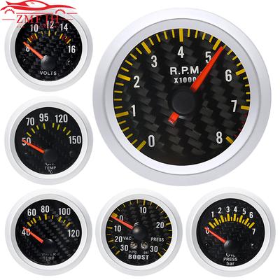 52mm Auto Car Modification Pointer Tachometer RPM Boost Water Temp Oil Temperature Meter Pressure Voltage Gauge Meter 12V