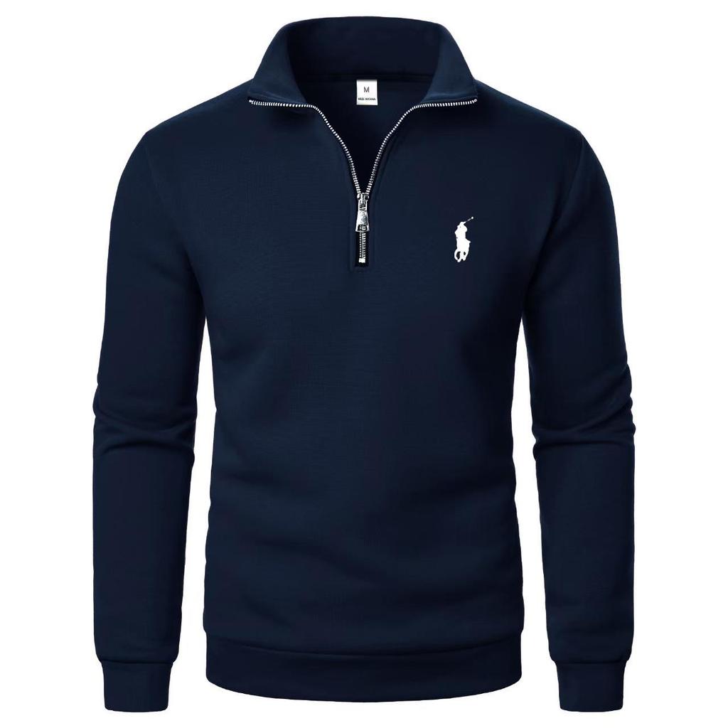 Herren-Polo-Stil Stehkragen Halbreißverschluss Sweatshirt mit besticktem Pony