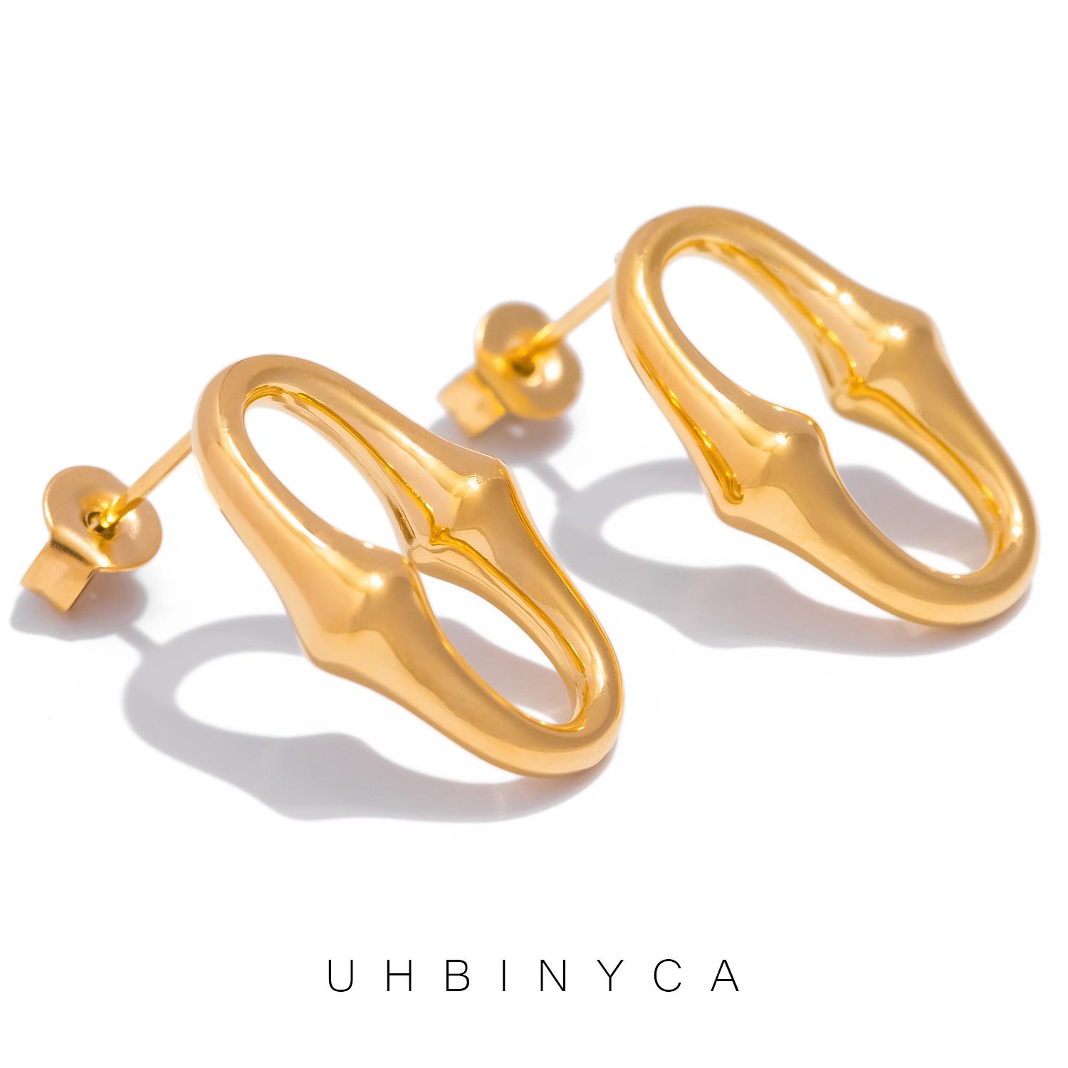 

Женские серьги в форме геометрической подковы в минималистском стиле, ювелирные изделия из полированной титановой стали серебряный