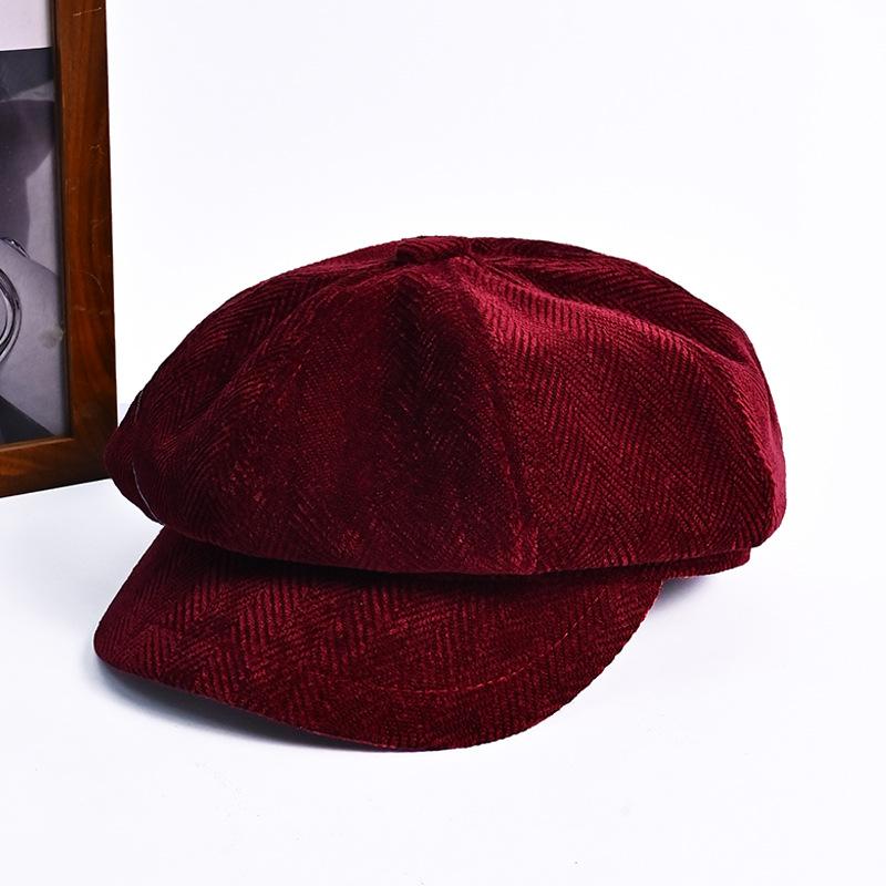 Autumn Winter Beret for Women Retro British & Korean Style Slimming Octagonal Warm Windproof Forward Cap Versatile Character Hat