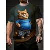 Funny Cartoon Cat T-Shirts Animal 3D Print Men Women Short Sleeve T Shirt Oversized Street Harajuku Y2K