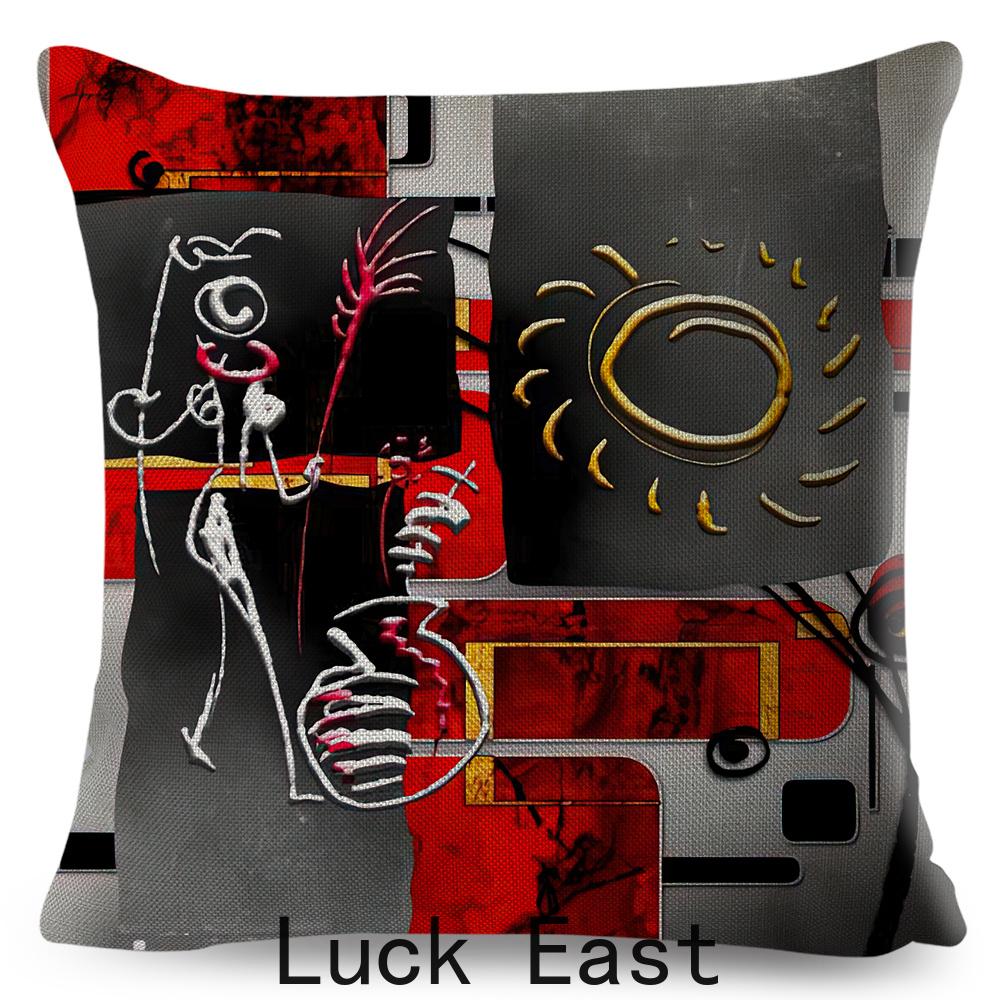Retro African Cushion Cover Abstract Human Figure Design Warm Tone Soft Polyester Bedroom Decor Throw Pillow Case