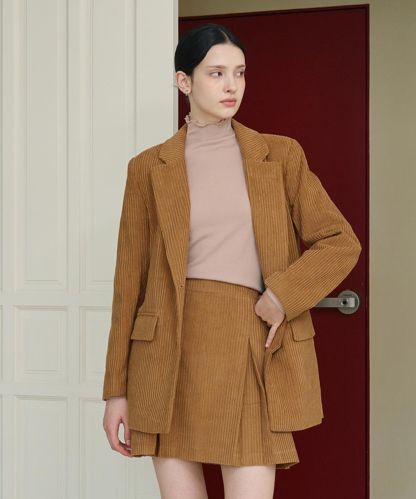 BIBYSEOB Corduroy Tuck Mini Skirt Camel [T43]