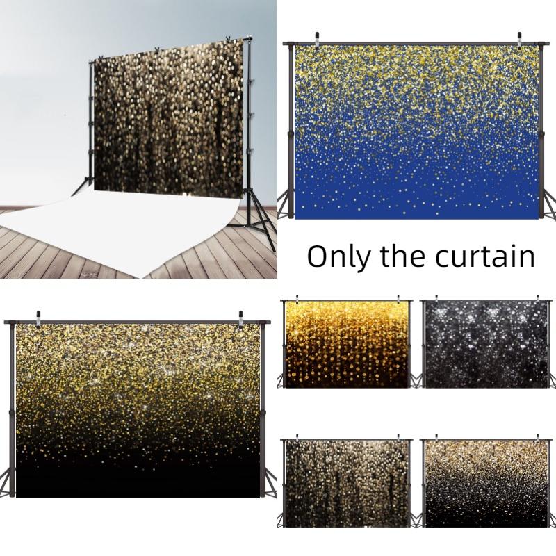 Vintage Abstract Party Photography Backdrop Cloth For Festive Decoration Black Gold Background With Glittering Highlights Characters)