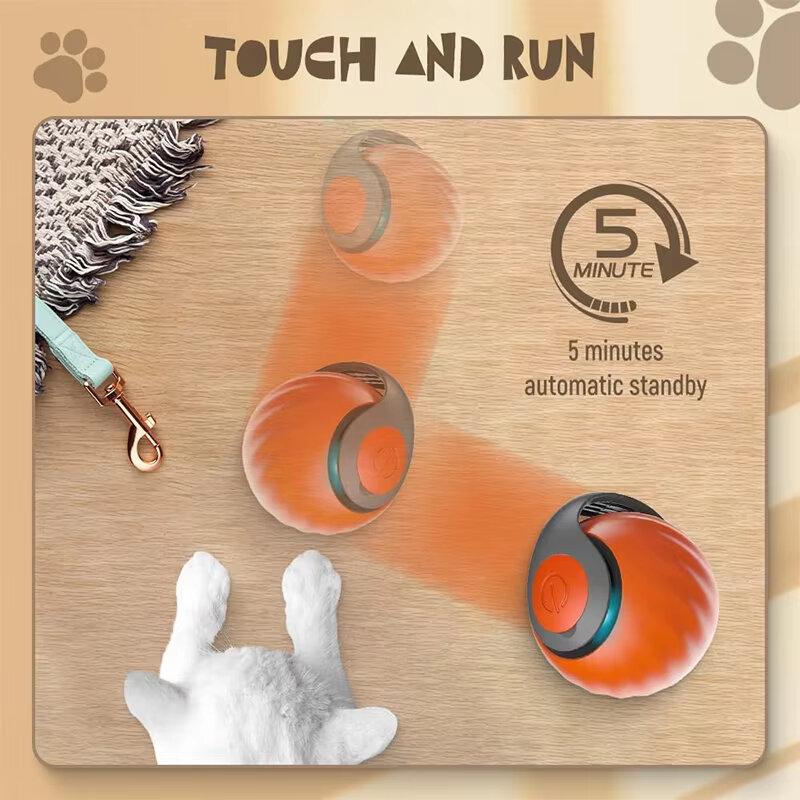 Cat Interactive Ball Toy Electric Cat Ball Toys Automatic Rolling Ball Faux Tail Rechargeable Smart Pet Interactive Toy Dog Cat Training Imitate Mouse