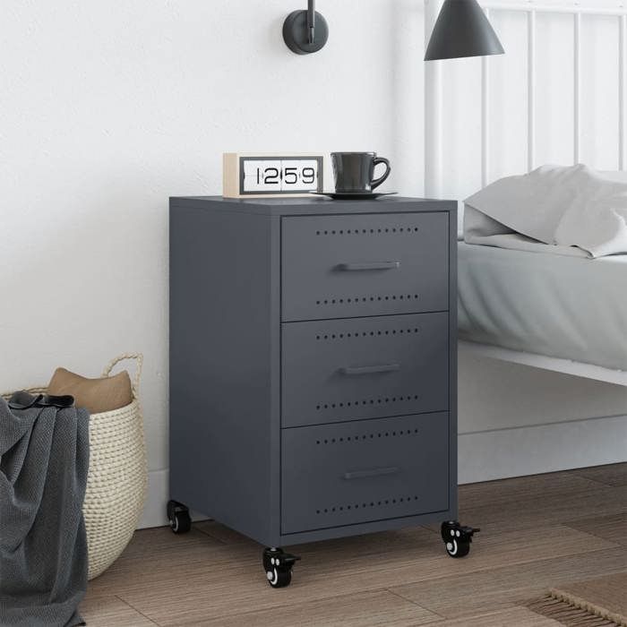 VidaXL Bedside Table Anthracite 36x39x59 Cm Steel 846730