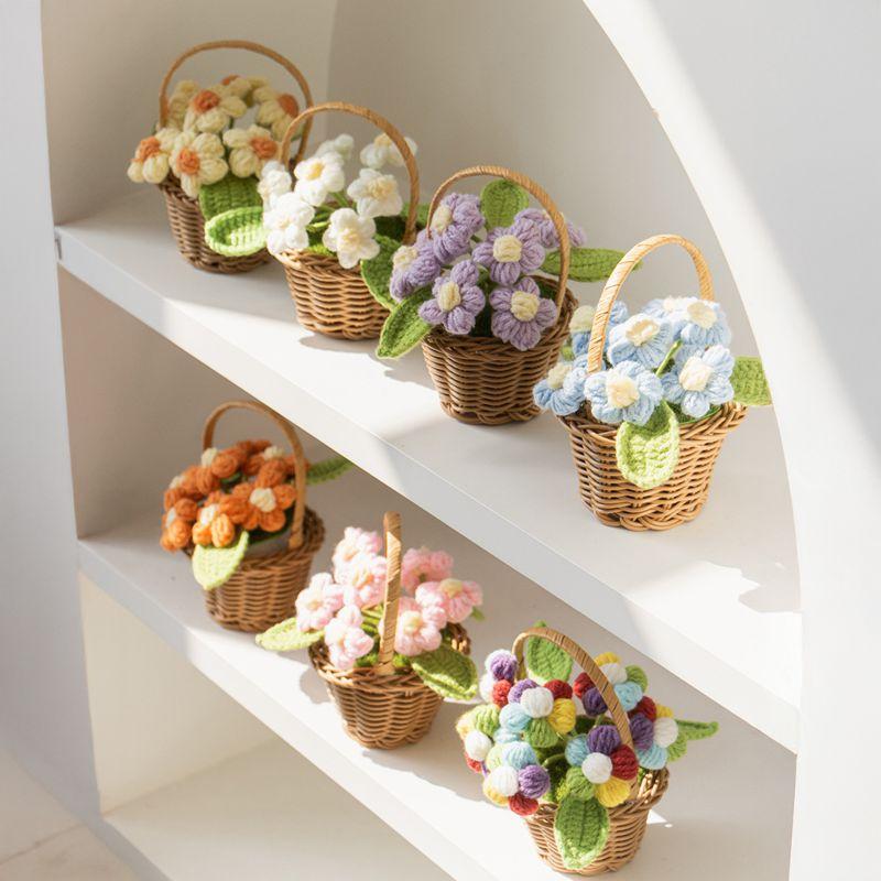 Simulated Flower Potted Plant Crochet Flower Ornament