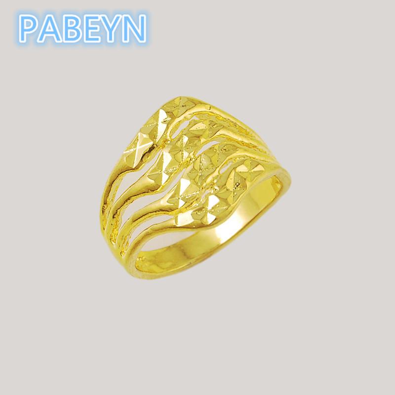24K Gold Rings Korean Gold Plated Flower Rings Women s Glamour Engagement Jewelry Gifts 6