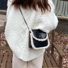 Retro Black Chain Lock Shoulder Bag Women Plush Leather Square Small Capacity Saddle Bag Ladies Versatile Fashion Crossbody Bags