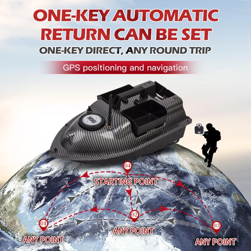 V18 Smart Automatic Return Fishing Finder Boat 500M Wireless Remote Control Fixed Speed Bait Boat Toy 3 Bait Containers