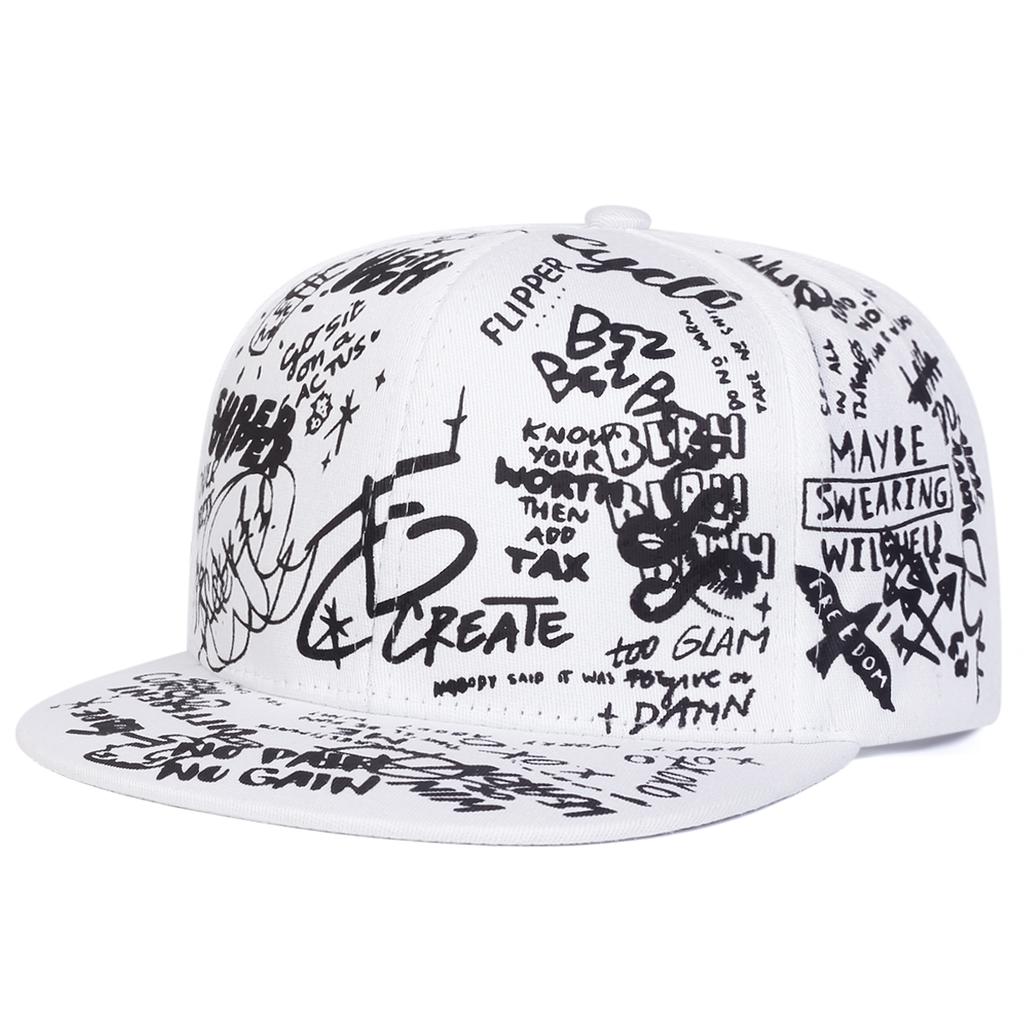 Unisex Hip-Hop-Cap mit Graffiti-Print (88 Buchstaben) – Modische Frühlings- und Herbstmütze für Outdoor-Aktivitäten – Verstellbare Baseballkappe mit Sonnenschutz