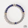 Natural Lapis Lazuli Bracelet for Women, Light Luxury Niche Exquisite White Crystal Bracelet, Stackable Double-Layer Hand Jewelry Gift
