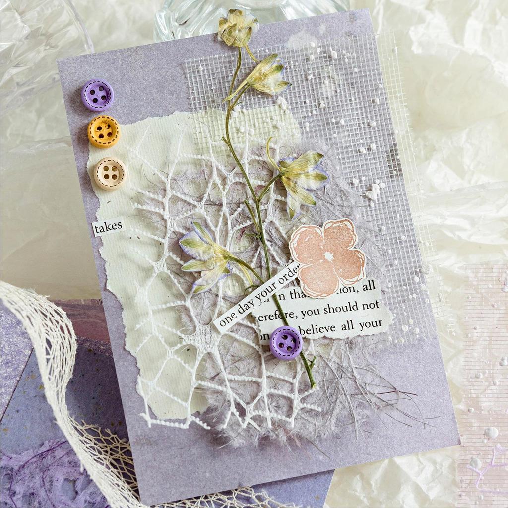 Momo Romance Series Salt-Based Lace Grid Journal DIY Paper Decoration