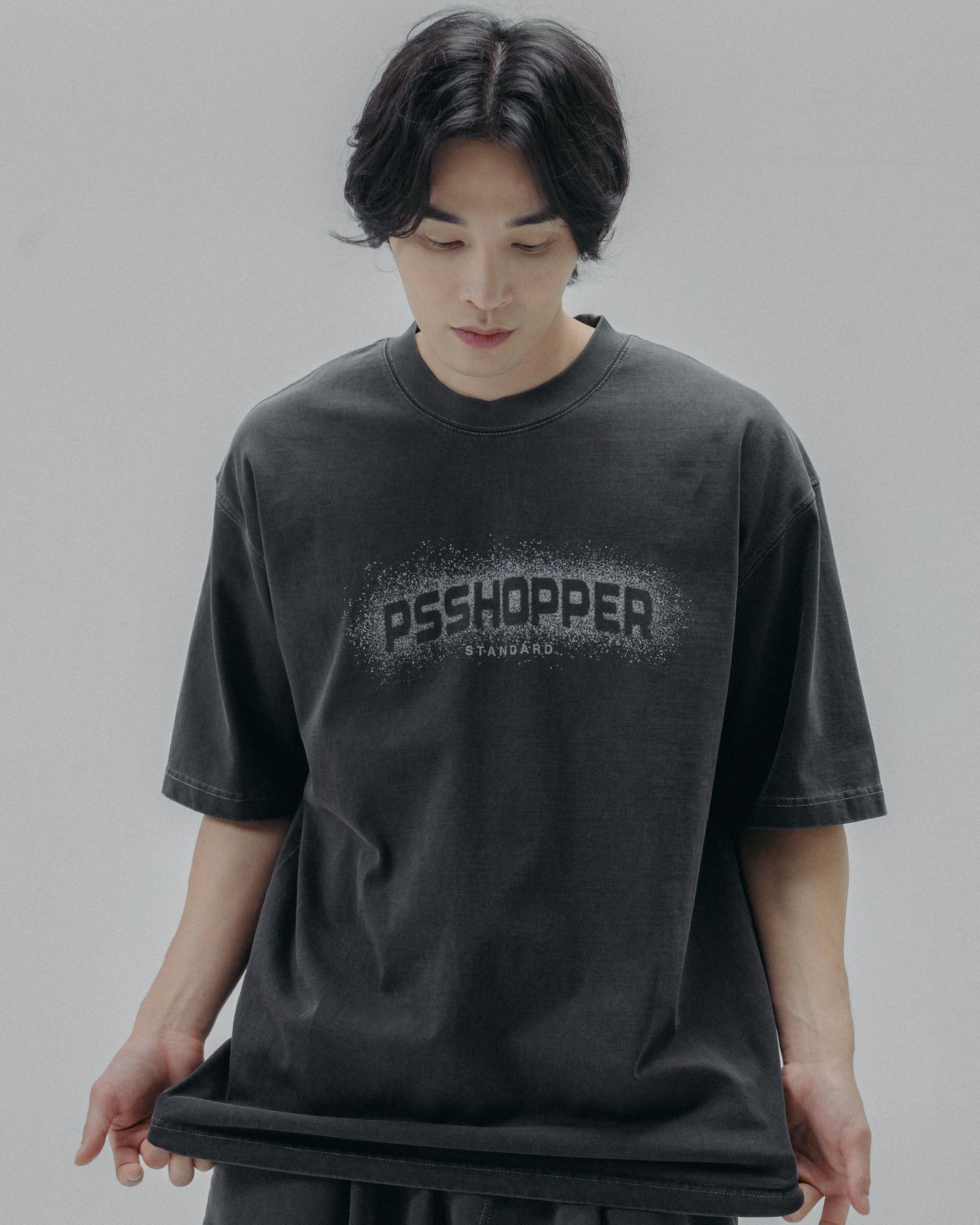Ps Shopper Snow Print High-Density Short Sleeve T-Shirt [Dark Gray] M