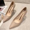 Fashion New Soft Leather Black Professional High Heels Female Stiletto All-match Flight Attendant Single Shoes Work Shoes Zaptos Mujer