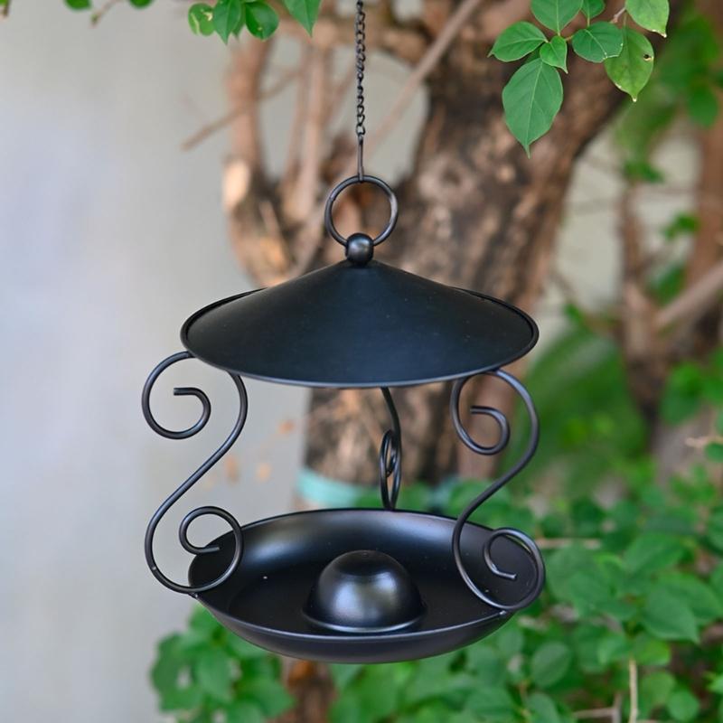 Squirrels Proof Outdoor Bird Feeder Metal Construction Feeding Ports Weatherproof Roof Design For Finches
