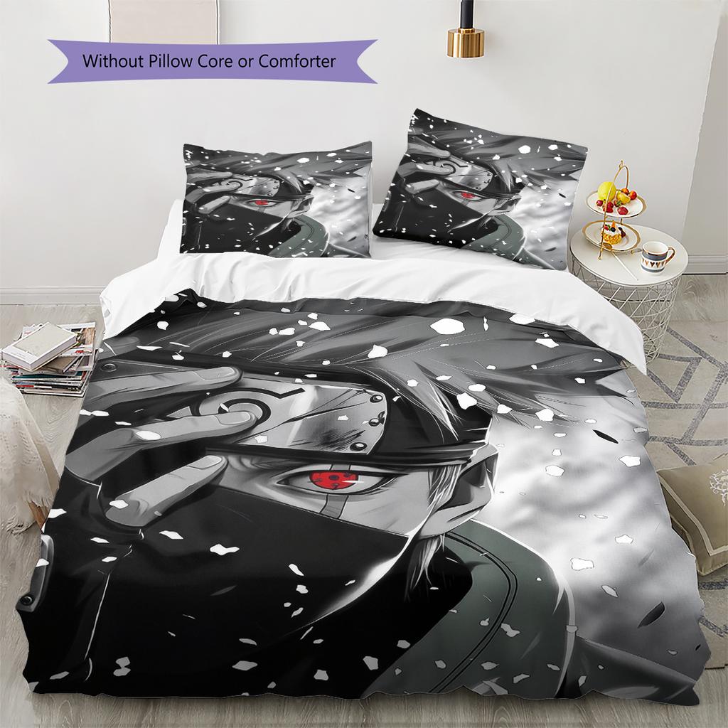 Anime Hatake Kakashi Pattern Bedding Home Decoration Birthday Gift (1 * Duvet Cover + 2 * Pillowcase, Without Core)