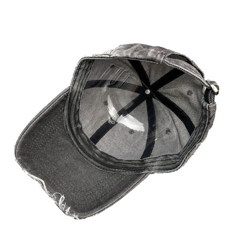 4 Gradient Distressed Rivet Baseball Cap Men Women Sun Protection Streetwear Hat